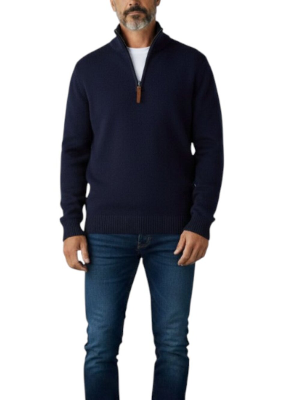 J. CREW 1/4 Zip Lambswool Knit Sweater Men L Blue Classic Cozy Everyday Travel